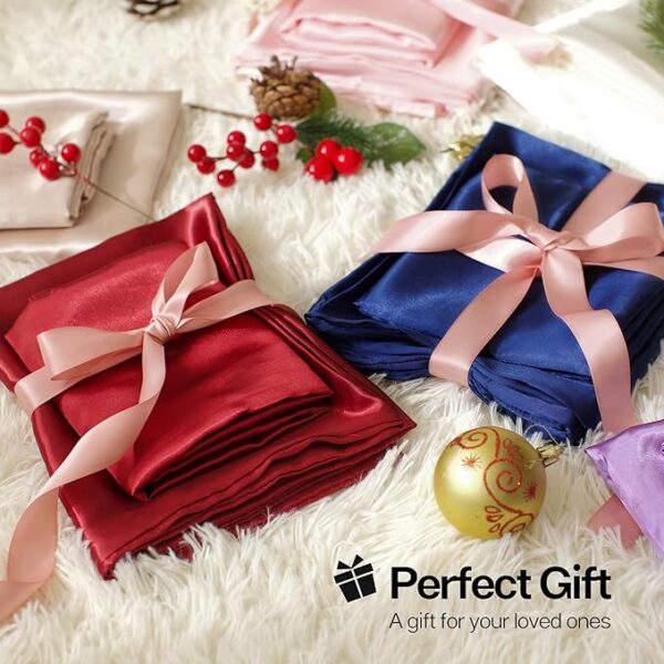 MR&HM Satin Pillowcase for Hair and Skin, Silk Satin Pillowcase 2 Pack, King Size Pillow Cases Set of 2, Silky Pillow Cover with Envelope Closure (20x36, White) - Image 2