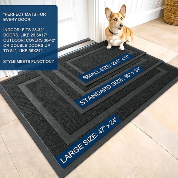 OLANLY Front Door Mat Indoor Outdoor Entrance, Waterproof All-Season, All-Weather Doormat, Sturdy Natural Rubber, Fade Resistant, Low Profile, Easy Clean Patio Porch Entryway Mat, 29.5x17, Black - Image 5