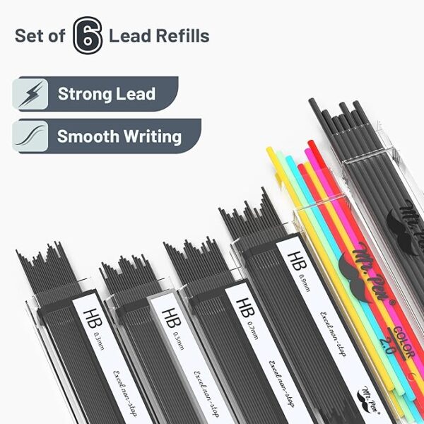 Mr. Pen- Metal Mechanical Pencil Set with Lead and Eraser Refills, 5 Sizes, 0.3, 0.5, 0.7, 0.9, 2mm, Drafting, Sketching, Architecture, Christmas Gift - Image 3