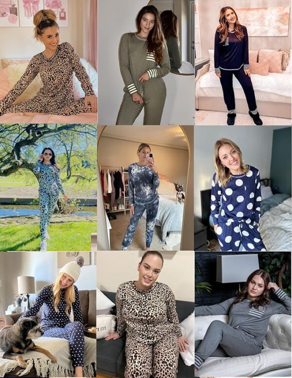 Ekouaer Pajamas Women's Long Sleeve Pj Set Soft 2 Piece Loungewear Sleepwear with Jogger Pants XS-3XL - Image 3