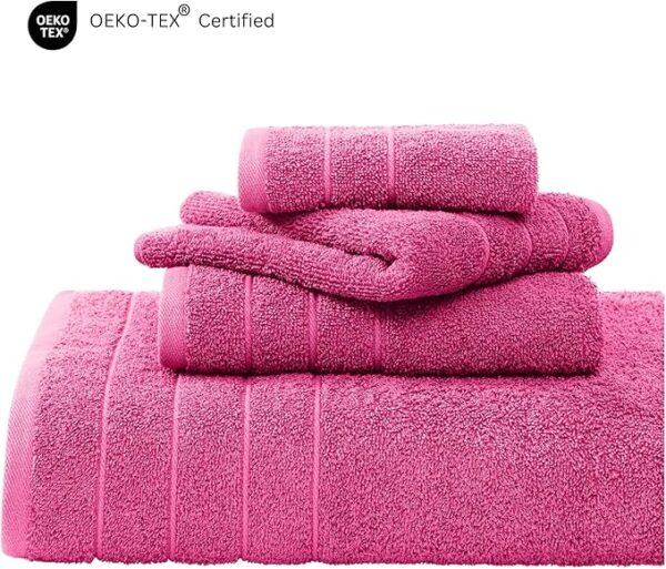 Casa Platino 18 Piece Towel Set, 4 Large Bath Towels(30"x 60"), Hand Towels for Bathroom Set of 6 & 8 Washcloths, 100% Ring Spun Cotton Large Towels, Absorbent Towels and Washcloths Sets - Fuchsia - Image 5