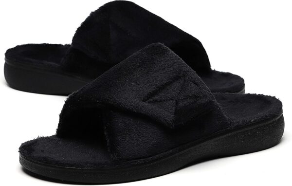 SOLLBEAM Women's Plantar Fasciitis Fuzzy House Orthopedic Adjustable Slippers With Arch Support Orthotic Heel Cup Sandals For Ladies