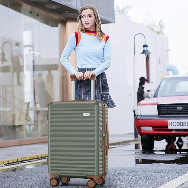 SHOWKOO Luggage Sets 3 Piece Hardside Expandable Suitcase with Double Spinner Wheels Tsa Lock Green (20in/24in/28in) - Image 5