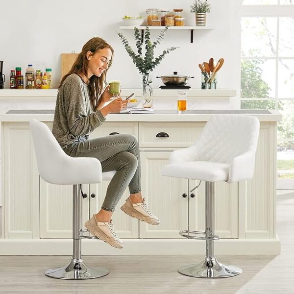 VECELO Bar Stools Set of 4, Adjustable Bar Stools with Back, Bar Height Stools for Kitchen Counter - Image 4