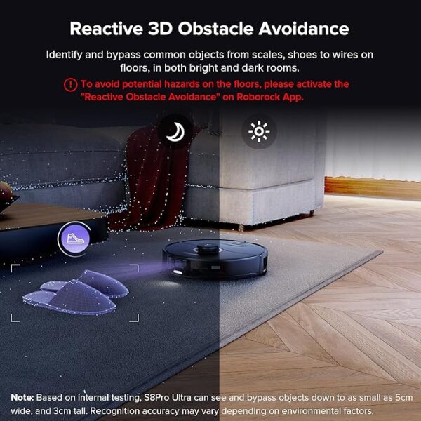 roborock S8 Pro Ultra Robot Vacuum and Mop, Auto Drying, Auto Mop Washing, Self Emptying, Self Refilling, Liftable Dual Brush & Sonic Mop, 6000Pa Suction, Obstacle Avoidance(RockDock Ultra Series) - Image 3