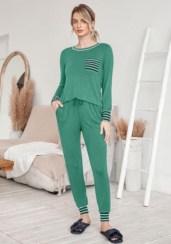 Ekouaer Pajamas Women's Long Sleeve Pj Set Soft 2 Piece Loungewear Sleepwear with Jogger Pants XS-3XL - Image 4