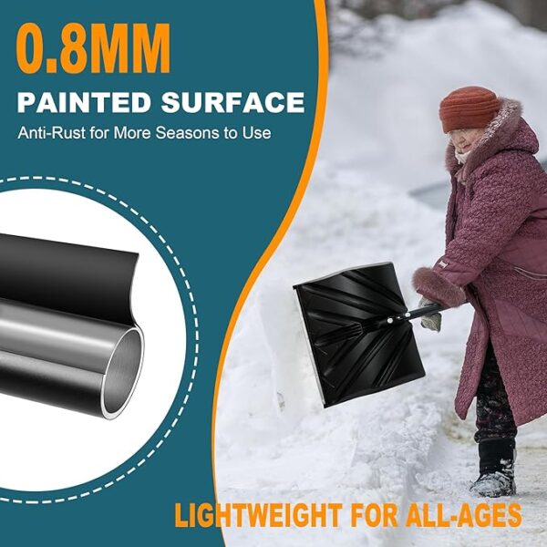 Snow Shovel for Driveway 17-Inch Wide Ergonomic Heavy Duty Snow Removal Winter Tool 57” Long with Bent Handle Aluminum Edge Sharp Blade for Car Garage - Image 4