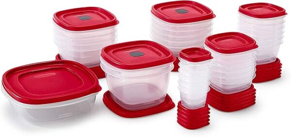 Rubbermaid 60-Piece Food Storage Containers with Lids, Microwave and Dishwasher Safe, Red Color, Ideal for Meal Prep and Pantry Storage - Image 2