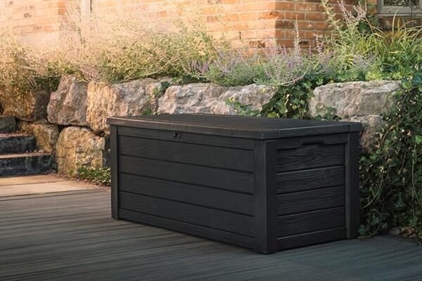 Keter Outdoor Storage Deck Box, 150 Gallon Resin Patio Bin & Bench, Solid, Dark Grey - Image 4