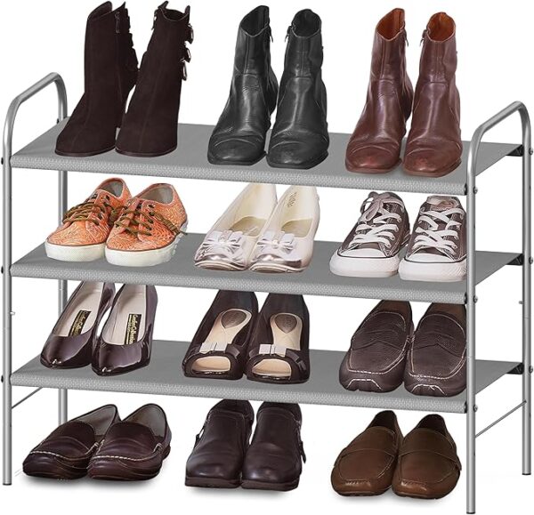 Simple Houseware 3-Tier Shoe Rack Storage Organizer, Grey - Image 4