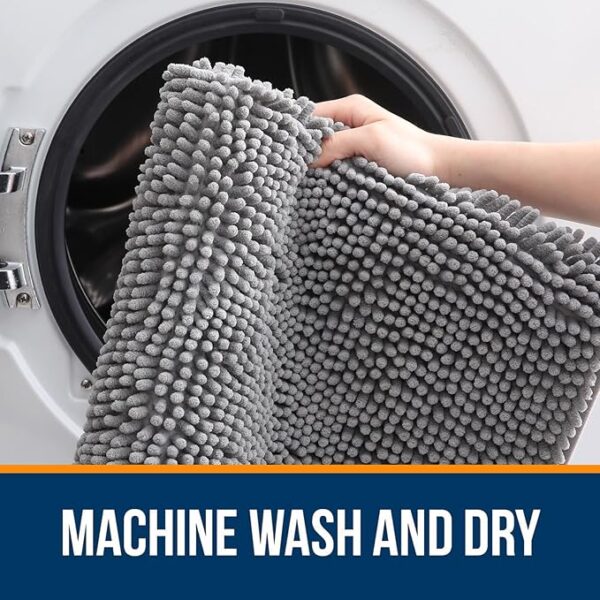 OLANLY Bathroom Rugs 30x20, Extra Soft Absorbent Chenille Bath Rugs, Rubber Backing Quick Dry, Machine Washable Bath Mats for Bathroom Floor, Tub and Shower, Home Decor Accessories, Grey - Image 3