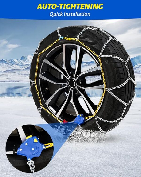 Auto Fixing Snow Chains Tire Chains For Cars Suv Pickup Trucks - Auto Fixing 1 Min Quick Fit AND Easy Installation, Reusable Universal Emergency Traction Snow Chains - Set of 2（HKN170） - Image 4