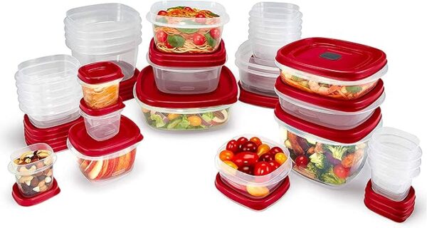 Rubbermaid 60-Piece Food Storage Containers with Lids, Microwave and Dishwasher Safe, Red Color, Ideal for Meal Prep and Pantry Storage - Image 3