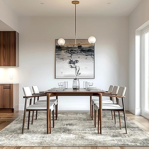 GENIMO Washable Area Rugs for Living Room Bedroom, 8x10 Modern Abstract Non Slip Rug, Low Pile Soft Contemporary Indoor Floor Carpet Cover for Dining Room Kitchen, Slate - Image 3
