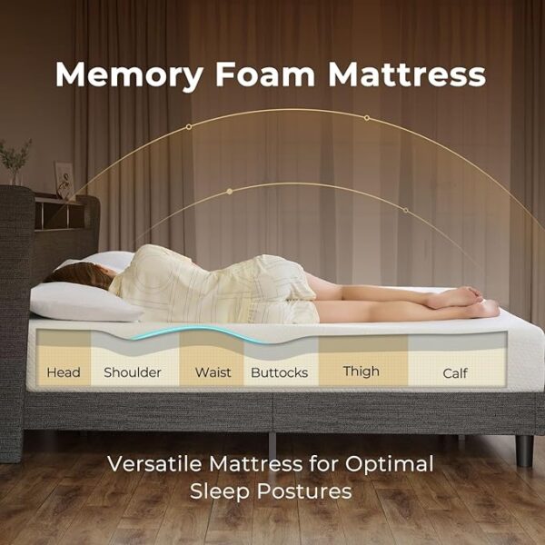 Rolanstar Twin Mattress with Waterproof Mattress Protector, 6 Inch Gel Memory Foam Mattress in a Box, Fiberglass Free, Breathable for Cool Sleep & Comfy Support, CertiPUR-US Certified, White - Image 4