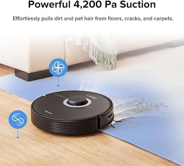 roborock Q7 Max Robot Vacuum and Mop Cleaner, 4200Pa Strong Suction, Lidar Navigation, Multi-Level Mapping, No-Go&No-Mop Zones, 180mins Runtime, Works with Alexa, Perfect for Pet Hair(Black) - Image 4
