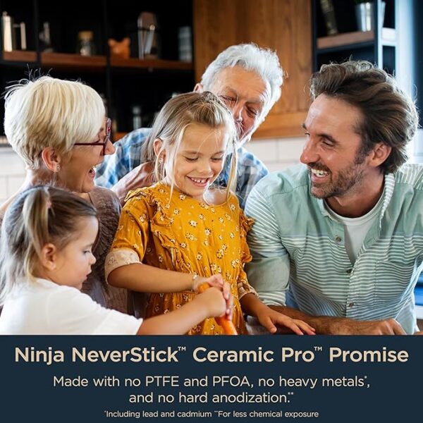 Ninja NeverStick Ceramic Pro 14-Piece Cookware Set, Non-Stick Pots & Pans Set with Glass Lids, Ceramic, Stainless Steel, Stove to Oven Safe, All Stovetops & Induction Compatible, Black, CW39014BK - Image 4