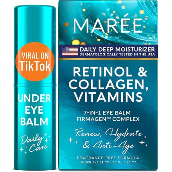 MAREE Under Eye Balm Stick with Retinol & Ceramide Complex - Facial Moisturizer & Under Eye Balm for Dark Circles - Under Eye Brightener Stick, Anti Wrinkle Hydrating Eye Stick Face Skincare 0.35 Oz