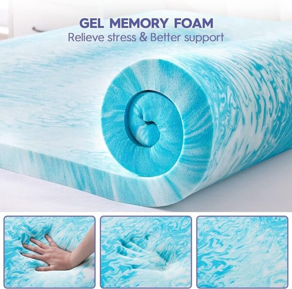 ABENE 3 Inch Dual Layer Memory Foam Mattress Topper King, 2 Inch Memory Foam Plus 1 Inch Down Alternative Pillowtop Mattress Pad, with Bedside Pocket, Support for Back Pain (King, White) - Image 2