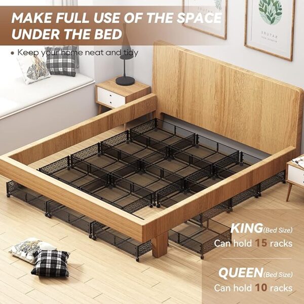 Under Bed Storage, Under the Bed Storage Containers with Wheels, Under Bed Shoe Storage Organizer Drawer, Tool-free Assembly Metal Underbed Storage Containers for Bedroom Clothes Shoes Blankets -2Pack - Image 4