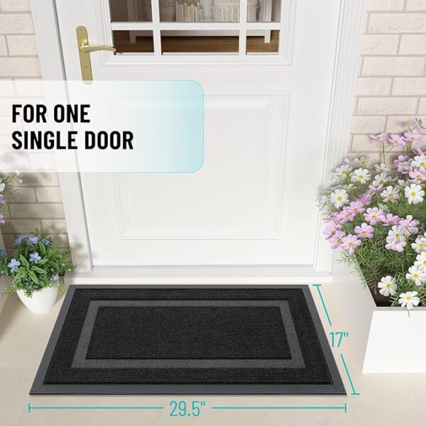 OLANLY Front Door Mat Indoor Outdoor Entrance, Waterproof All-Season, All-Weather Doormat, Sturdy Natural Rubber, Fade Resistant, Low Profile, Easy Clean Patio Porch Entryway Mat, 29.5x17, Black - Image 3