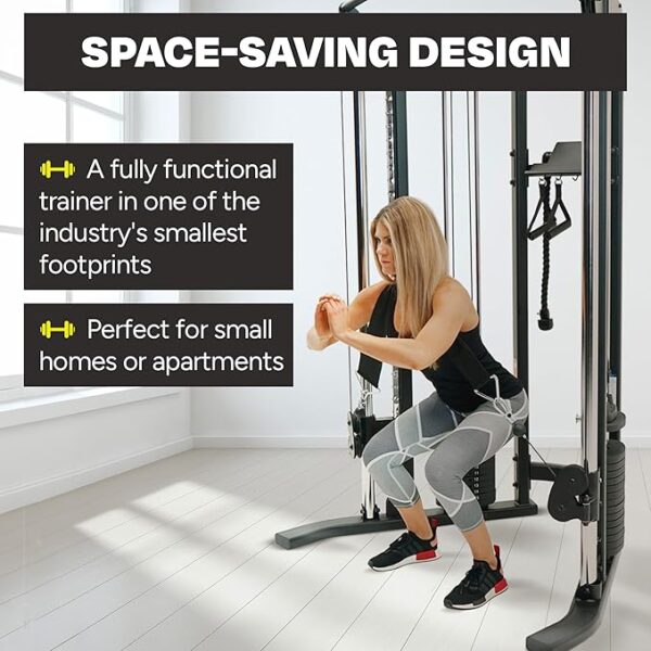 Inspire Fitness FTX Functional Trainer - Compact at Home Workout Machine with Accessories - Space Saving Design - Home Gym Cable Machine and Two 165 lb Weight Stacks - Image 3