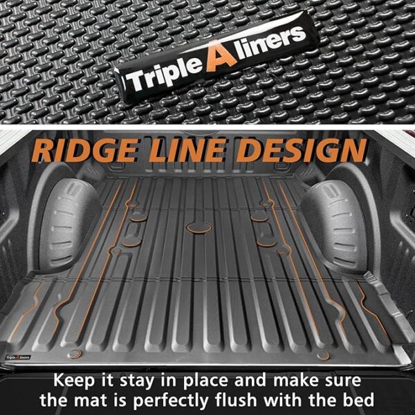 TripleAliners Truck Bed Mat & Crew Cab w/Fold Flat Storage Floor Mats Compatible with 2017-2022 Ford Super Duty F250/F350/F450 Accessories Perfectly (6.8FT Bed Mat+Floor Mats) - Image 6