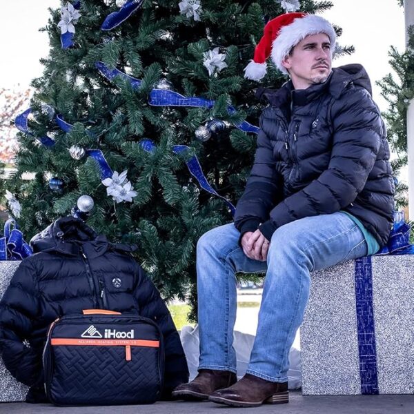Men's Heated Jacket With 12V Battery Pack-Insulated Lightweight Hooded Hand-Heating Electric Heated Puffer Jacket - Image 5