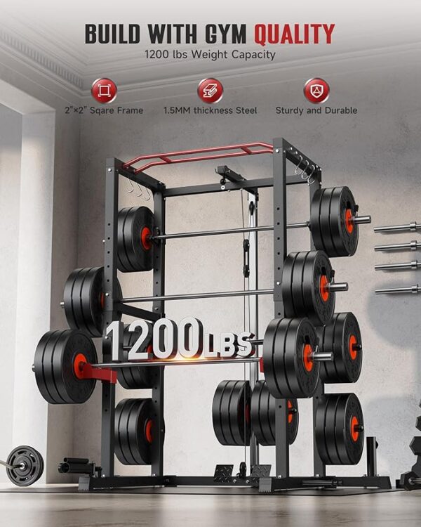 Sportsroyals Power Cage,1600lbs Multi-Function Power Rack with Adjustable Cable Crossover System and More Training Attachment, Weight Cage for Home Gym - Image 4
