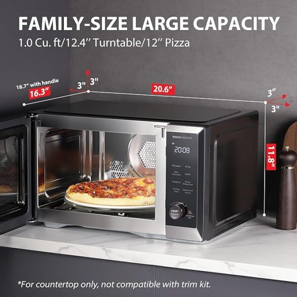 TOSHIBA Countertop Microwave Oven Air Fryer Combo, Inverter, Convection, Broil, Speedy Combi, Even Defrost, Humidity Sensor, Mute Function, 27 Auto Menu&47 Recipes, 1.0 cu.ft/30QT, 1000W - Image 4
