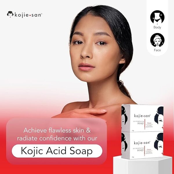 Kojie San Skin and Body Brightening Soap - Original Kojic Acid, Dark Spot Remover Bar Soap with Glycerin & Tea Tree Oil - 65g x 2 Bars - Image 4