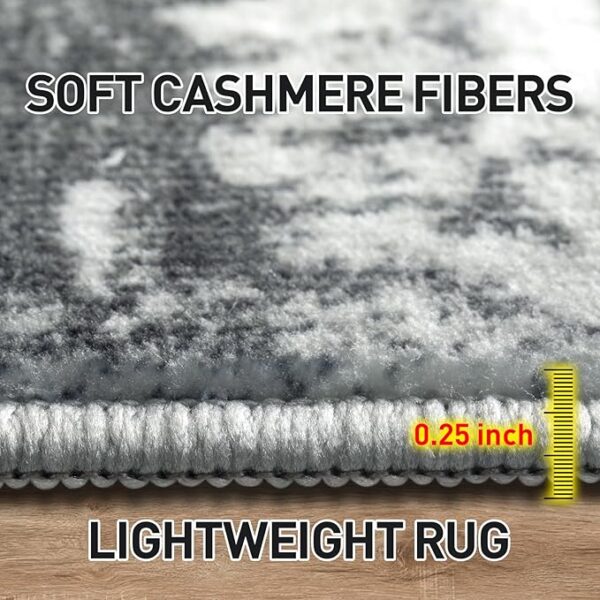 8x10 Area Rugs Washable Rug: Large Modern Abstract Living Room Rug Soft Anti-Skid Thin Carpet Indoor Floor Non-Shedding Carpets for Bedroom Dining Farmhouse Nursery Home Office Black Grey Gold - Image 6