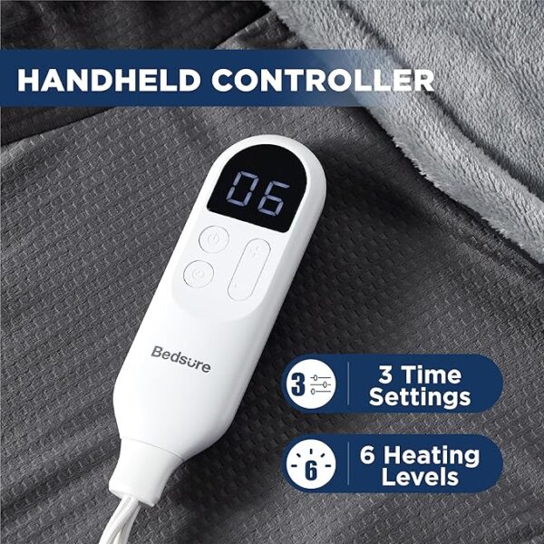 Bedsure Heating Pad for Neck and Shoulders Pain Relief, Weighted Heating Pad Gift for Women, Men, and Moms, Electric Pad with 2-Hour Auto Shut Off, Heated Pad with 6 Heating Levels & 3 Time Settings - Image 2