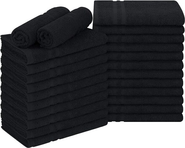 Utopia Towels - Cotton Bleach Proof Salon Towel (16x27 inches) - Bleach Safe Gym 100% Cotton Hand Towel (24 Pack, Black)