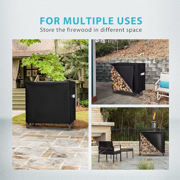 VIVOHOME 4ft Heavy Duty Indoor Outdoor Firewood Storage Log Rack and Cover Combo Set with Zipper - Image 2