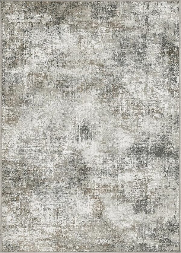 GENIMO Washable Area Rugs for Living Room Bedroom, 8x10 Modern Abstract Non Slip Rug, Low Pile Soft Contemporary Indoor Floor Carpet Cover for Dining Room Kitchen, Slate - Image 4
