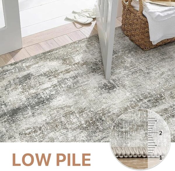GENIMO Washable Area Rugs for Living Room Bedroom, 8x10 Modern Abstract Non Slip Rug, Low Pile Soft Contemporary Indoor Floor Carpet Cover for Dining Room Kitchen, Slate - Image 5