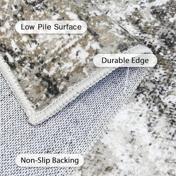 GENIMO Washable Area Rugs for Living Room Bedroom, 8x10 Modern Abstract Non Slip Rug, Low Pile Soft Contemporary Indoor Floor Carpet Cover for Dining Room Kitchen, Slate - Image 6