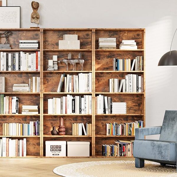 IRONCK Industrial Bookshelves and Bookcases Floor Standing 6 Shelf Display Storage Shelves 70 in Tall Bookcase Home Decor Furniture for Home Office, Living Room, Bed Room, Vintage Brown - Image 2