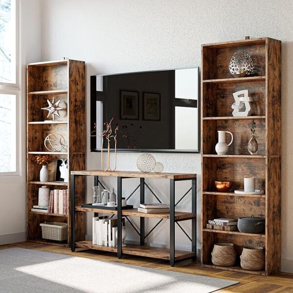 IRONCK Industrial Bookshelves and Bookcases Floor Standing 6 Shelf Display Storage Shelves 70 in Tall Bookcase Home Decor Furniture for Home Office, Living Room, Bed Room, Vintage Brown - Image 3