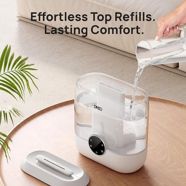 Dreo 6L Top Fill Humidifiers for Bedroom, 60H Runtime, 28 dB Quiet Supersized Cool Mist Humidifiers for Large Room, Air Humidifier for Home, Baby, Plant, Indoor, Night Light, Ultrasonic - Image 4