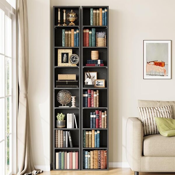 IRONCK Tall Narrow Bookshelf 8 Tiers 71in Set of 2, Compact Corner Bookcase, Easy to Match for Living Room, Office, Study, Bedroom - Image 3