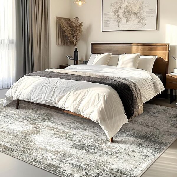 GENIMO Washable Area Rugs for Living Room Bedroom, 8x10 Modern Abstract Non Slip Rug, Low Pile Soft Contemporary Indoor Floor Carpet Cover for Dining Room Kitchen, Slate - Image 7