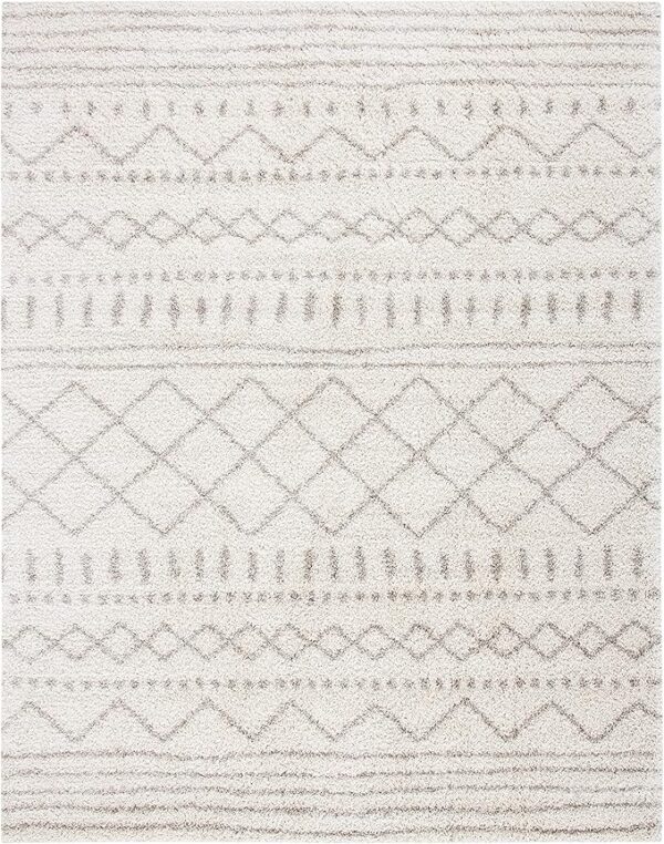 SAFAVIEH Arizona Shag Collection Area Rug - 9' x 12', Ivory & Beige, Moroccan Design, Non-Shedding & Easy Care, 1.6-inch Thick Ideal for High Traffic Areas in Living Room, Bedroom (ASG741A) - Image 2
