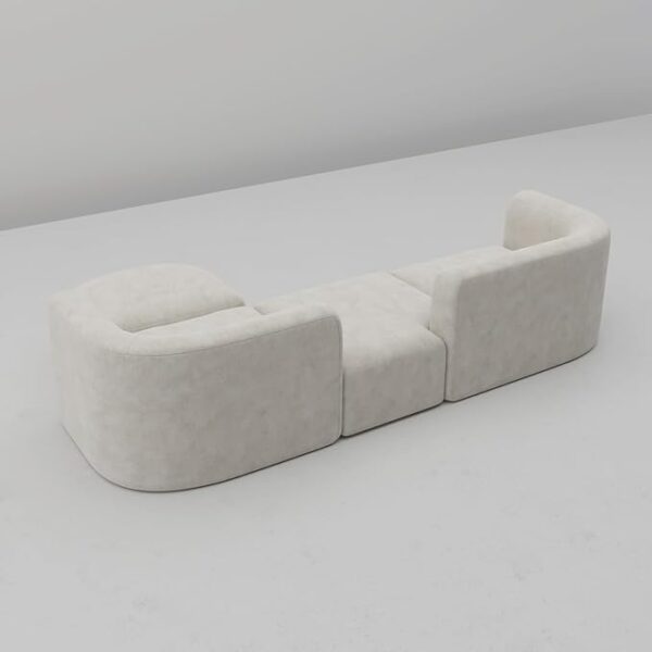 Acanva Luxury Modern Tight Curved Back Velvet Sofa, Minimalist Style Comfy Couch for Living Room Apartment, 4 Seater Modular Sectional, Cream - Image 6