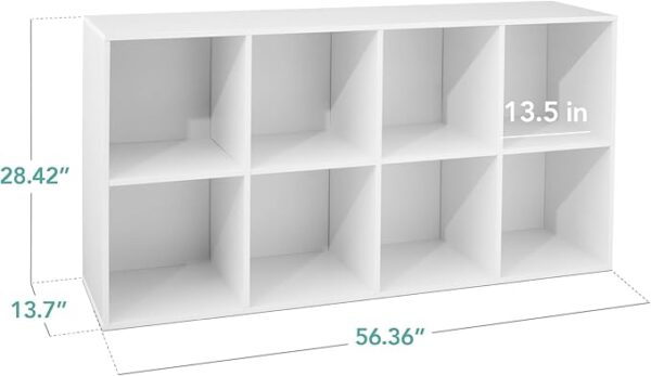 Best Choice Products 8-Cube Storage Organizer, 13.5in Shelf Opening, Bookcase, Display Shelf, Customizable w/ 2 Removable Back Panels – White - Image 2