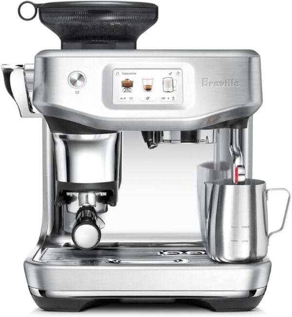 Breville the Barista Touch Impress Espresso Machine with Grinder & Milk Frother, Espresso Maker with Assisted Tamping, Cappuccino & Latte Machine for Home, BES881BSS, Brushed Stainless Steel
