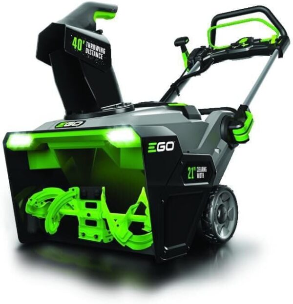 EGO Power+ SNT2112 21-Inch 56-Volt Lithium-Ion Cordless Snow Blower with Steel Auger - (2) 5.0Ah Batteries and Dual Port Charger Included, Black