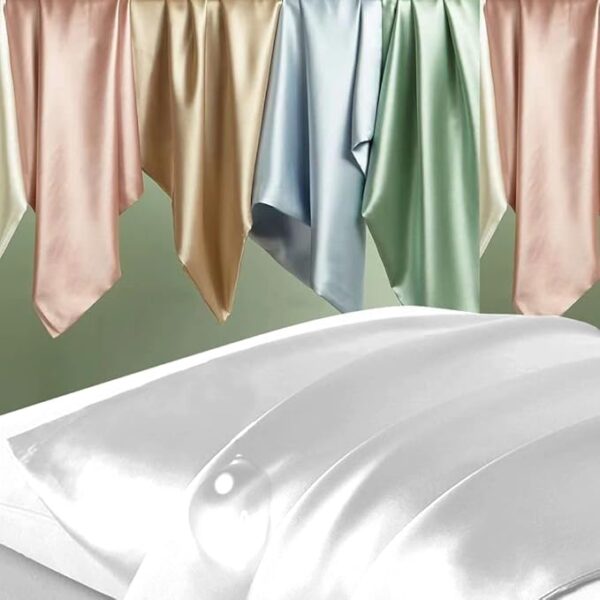 Silk Pillow Cases 2 Pack, Mulberry Silk Pillowcases Standard Set of 2, Health, Smooth, Anti Acne, Beauty Sleep, Both Sides Natural Silk Satin Pillow Cases for Women 2 Pack with Zipper for Gift,White - Image 2