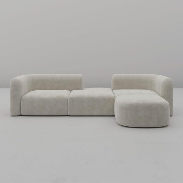 Acanva Luxury Modern Tight Curved Back Velvet Sofa, Minimalist Style Comfy Couch for Living Room Apartment, 4 Seater Modular Sectional, Cream - Image 3
